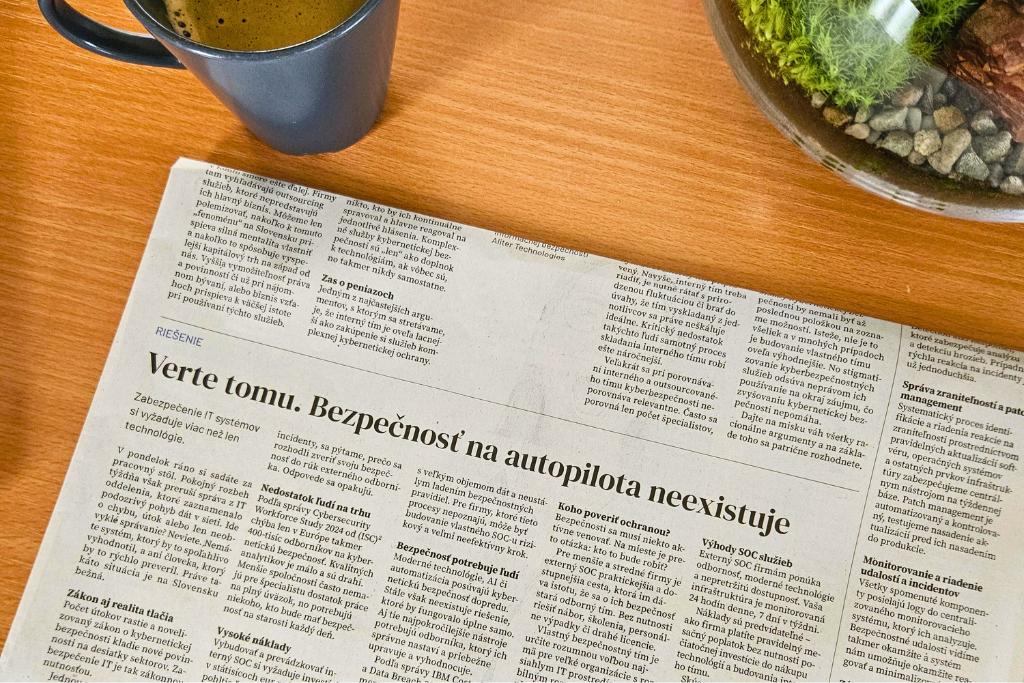 noviny s clankom ktory hovori o tom, ze kyberneticka bezpecnost potrebuje ludi, aby vo firma fungovala.